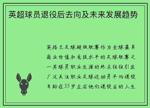 英超球员退役后去向及未来发展趋势
