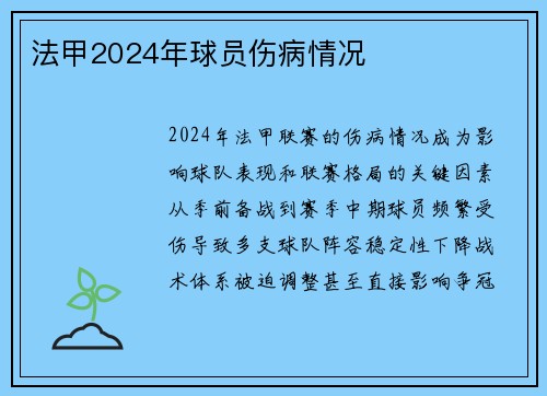 法甲2024年球员伤病情况
